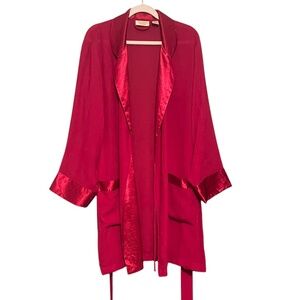 Vintage Victoria's Secret Gold Label Red Satin Lingerie Robe Kimono Size S